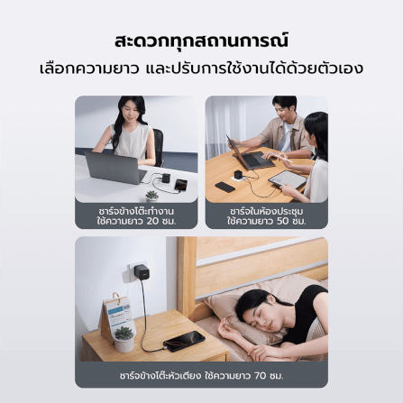 หัวชาร์จเร็วพร้อมสาย CUKTECH AD653W สีดำ GAN 65W รองรับ PD, PPS, QC_6